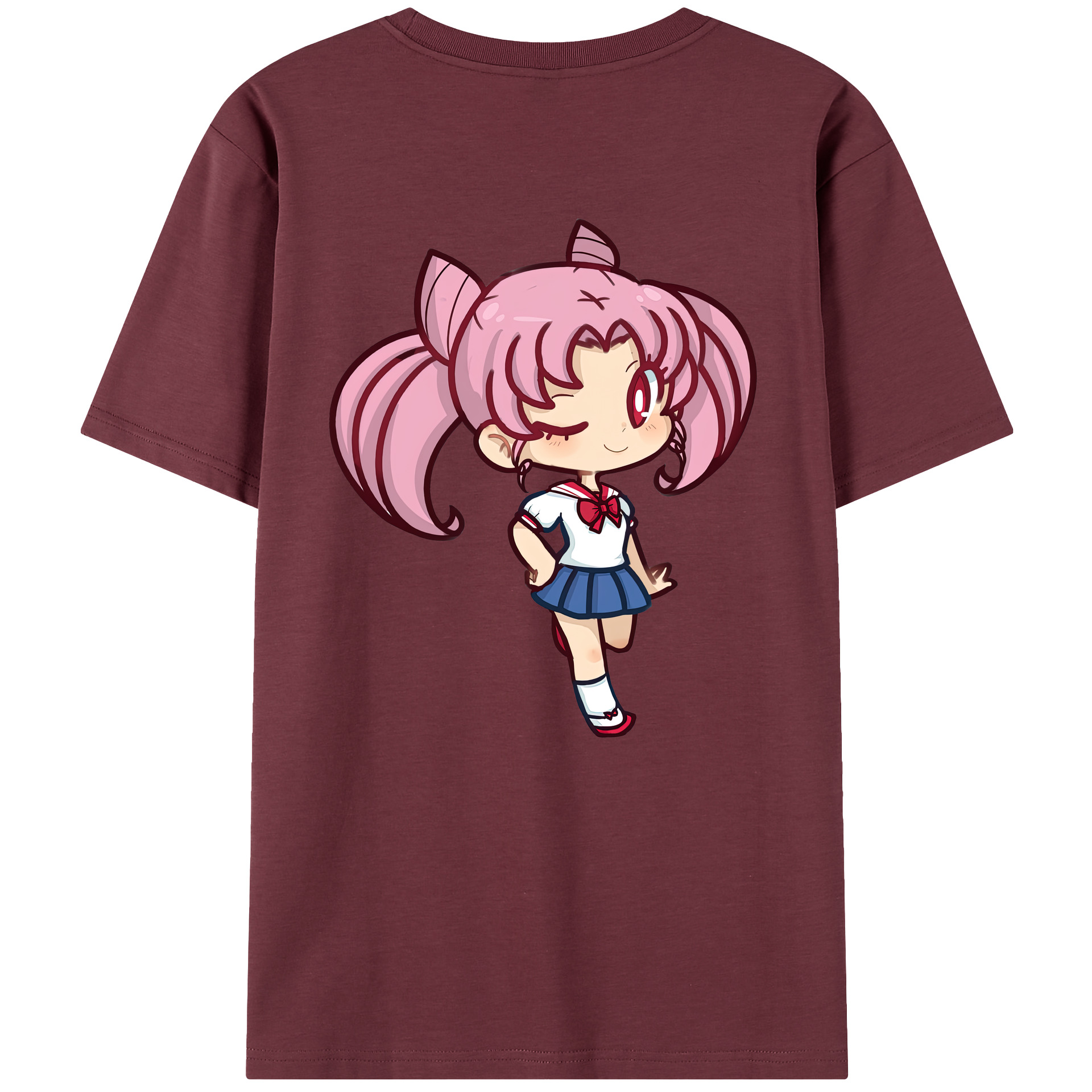（画像用） 美少女戦士セーラームーン ちびうさ Sailor Moon Chibiusa Tsukino Usagi Small Lady Serenity 綿100％半袖Tシャツ（背面プリント）